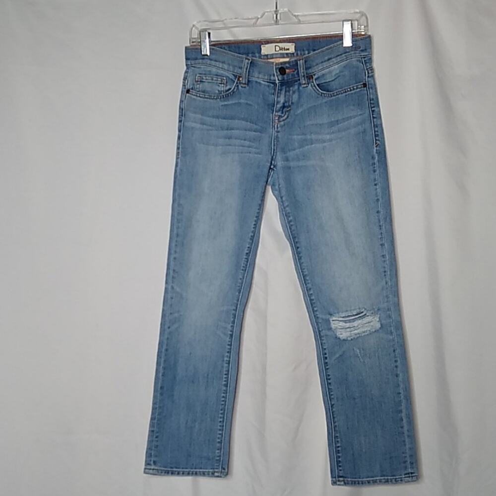 Dittos Women's Jeans 25 Rhonda Crop Mid Rise Distressed